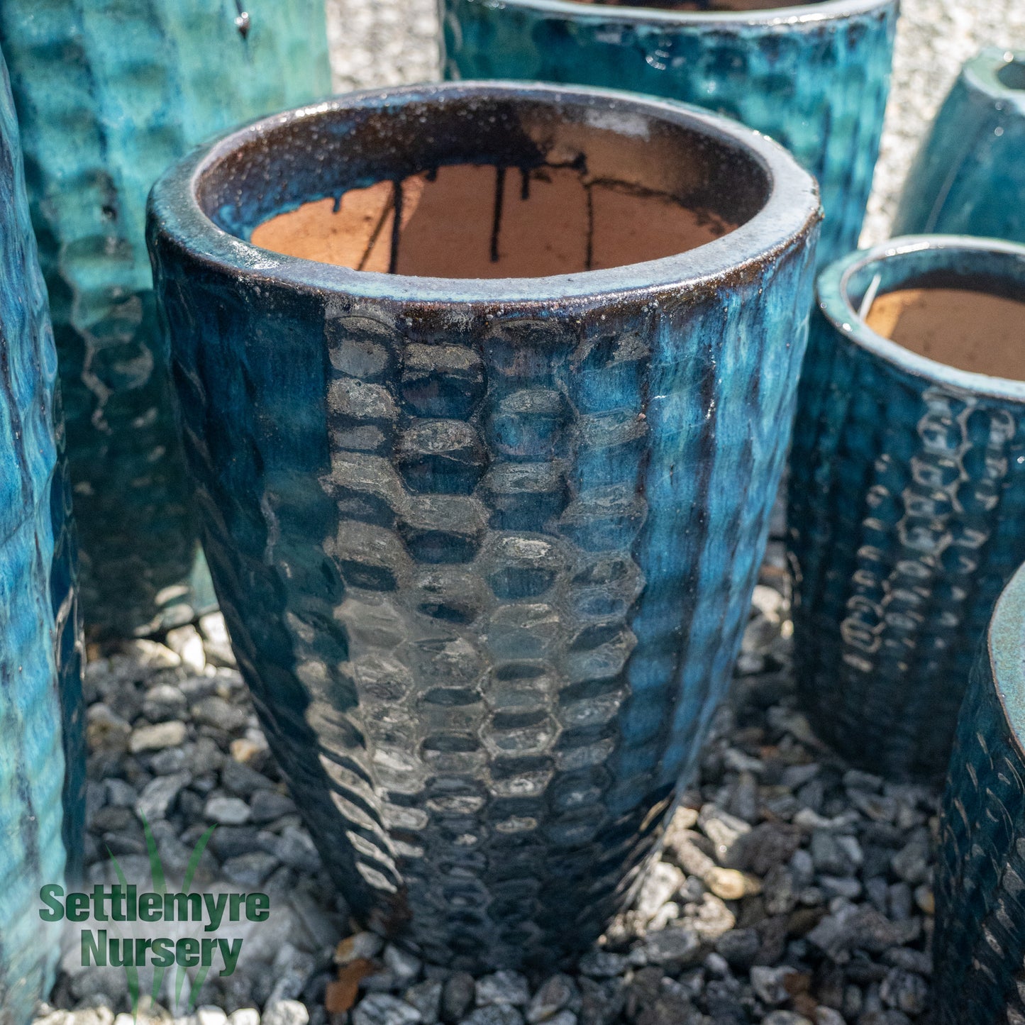 Hammered Jar MD Aqua Pottery