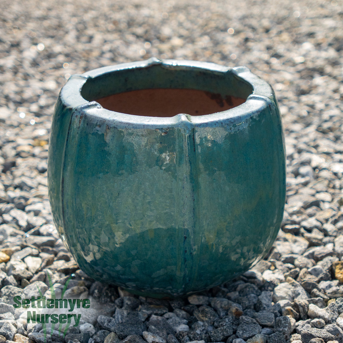 Vertical Ribbed Planter SM Aqua