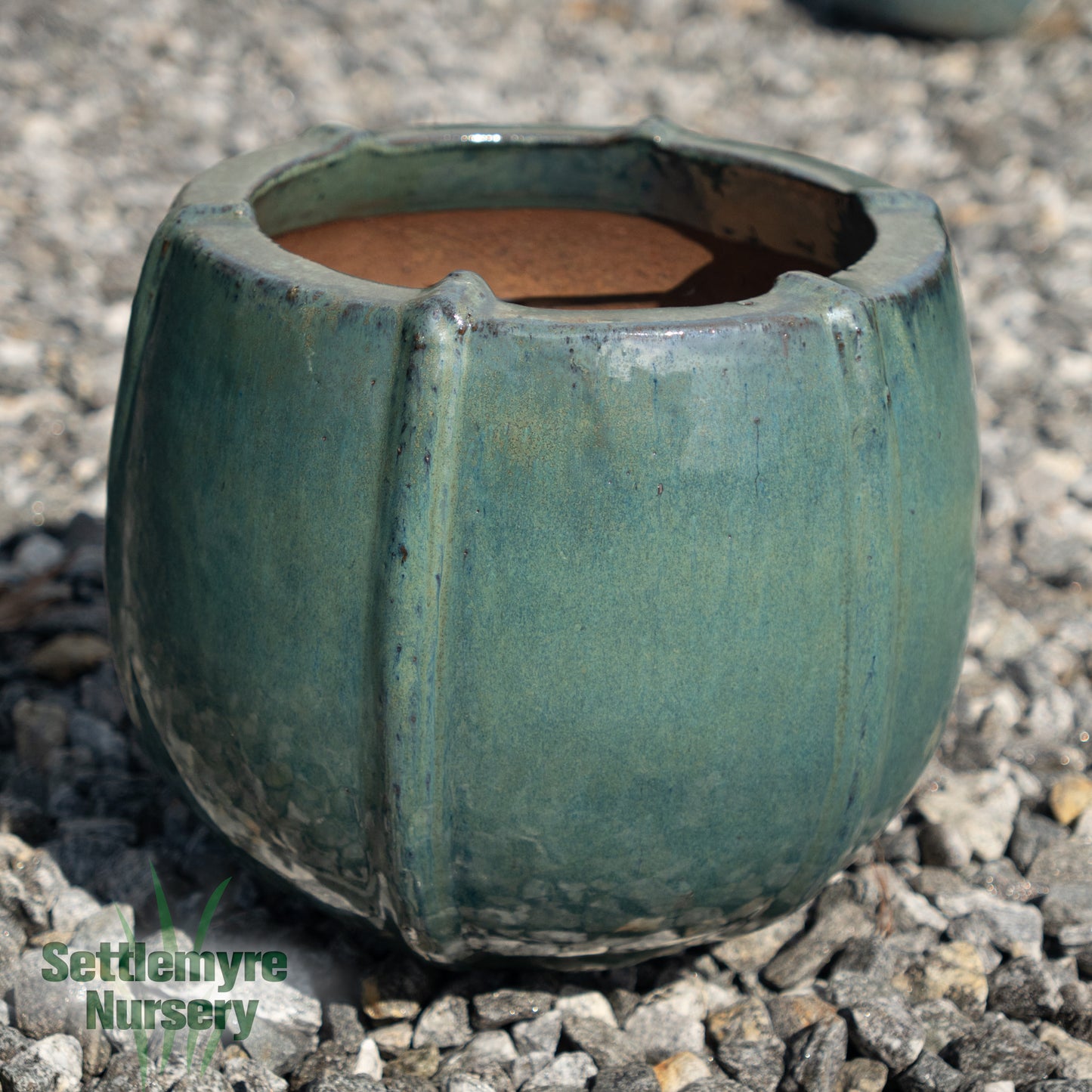 Vertical Ribbed Planter MD Aqua