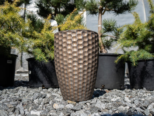 Hammered Jar SM Black Copper Pottery