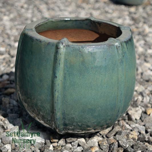 Vertical Ribbed Planter MD Aqua